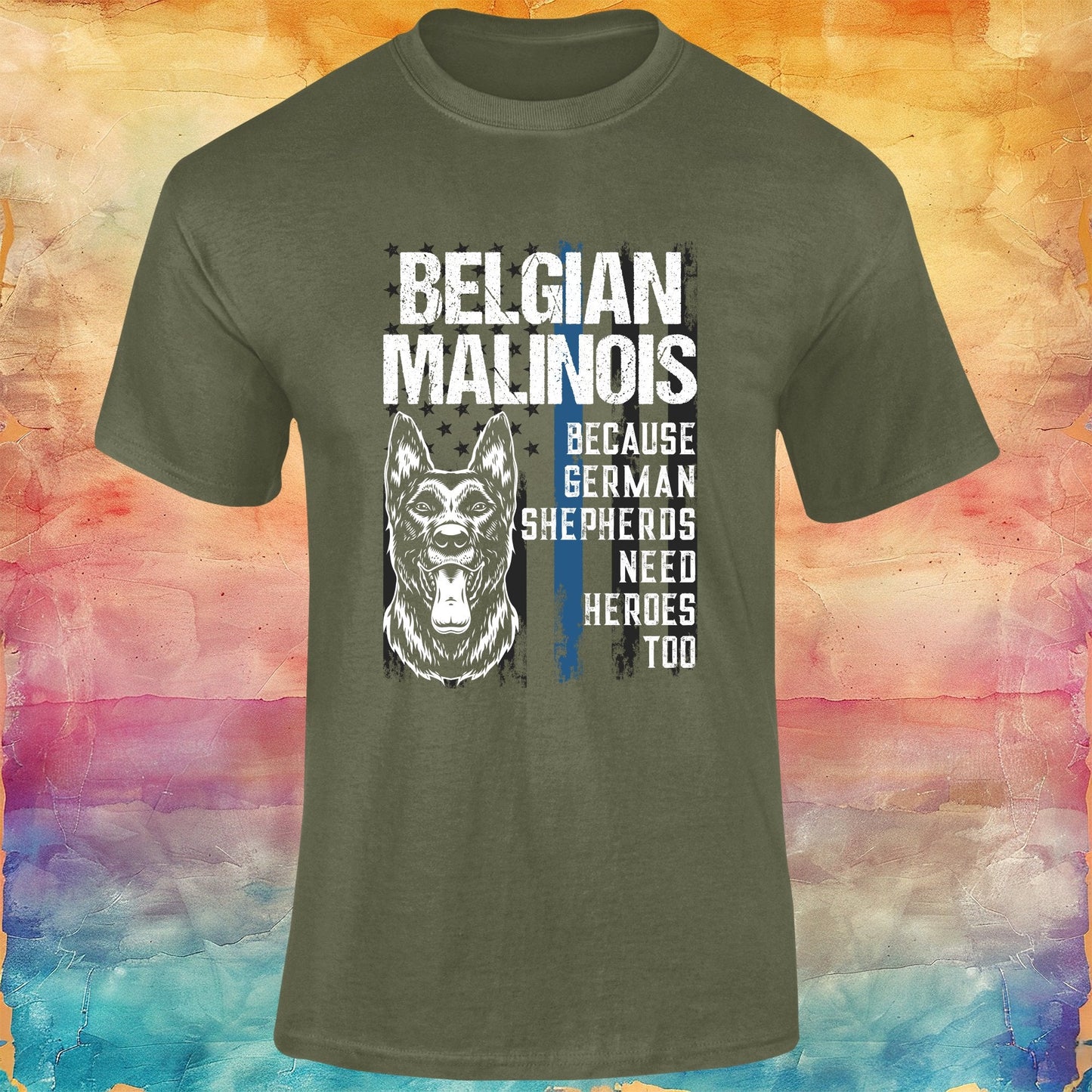 K9 Thin Blue Line Belgian Malinois Unisex Softstyle Tee
