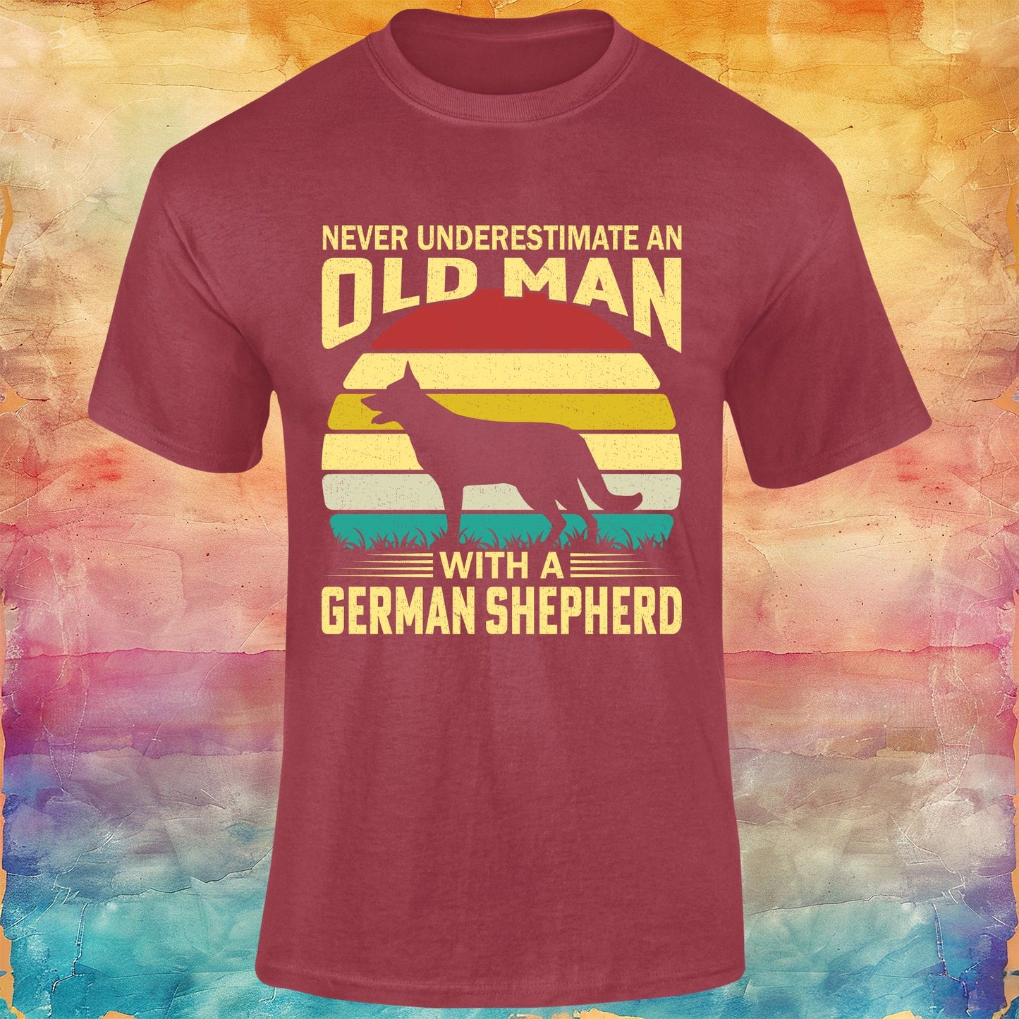 Never Underestimate an Old Man with a German Shepherd Unisex Softstyle Tee
