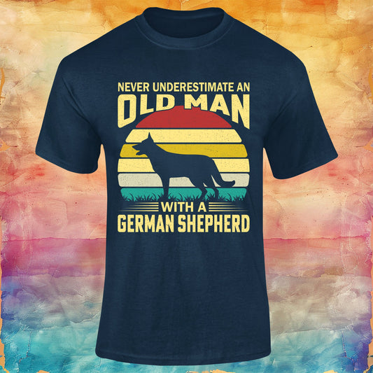 Never Underestimate an Old Man with a German Shepherd Unisex Softstyle Tee