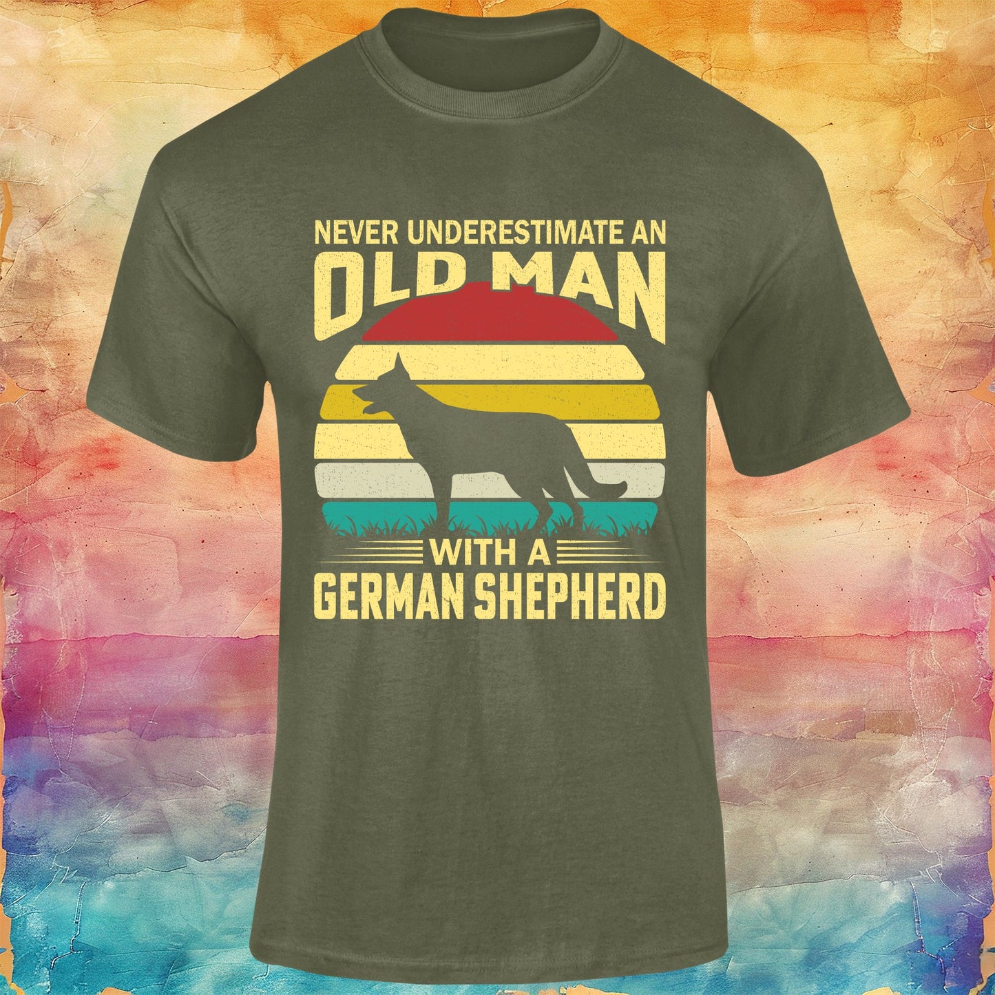 Never Underestimate an Old Man with a German Shepherd Unisex Softstyle Tee