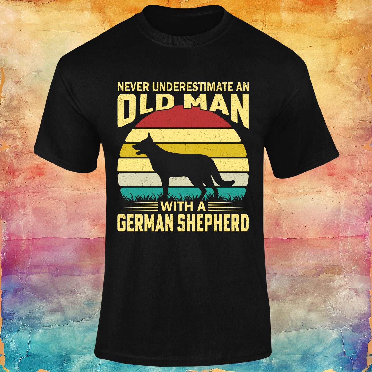 Never Underestimate an Old Man with a German Shepherd Unisex Softstyle Tee