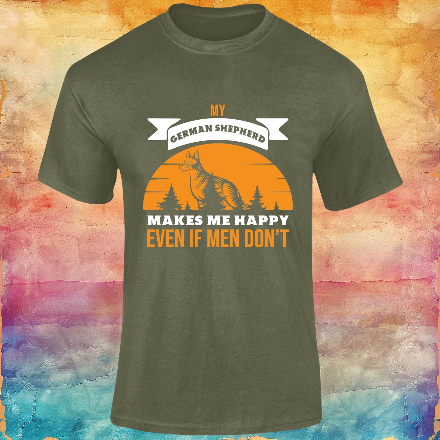 My German Shepherd Makes me Happy Even If men Don't Unisex Softstyle Tee