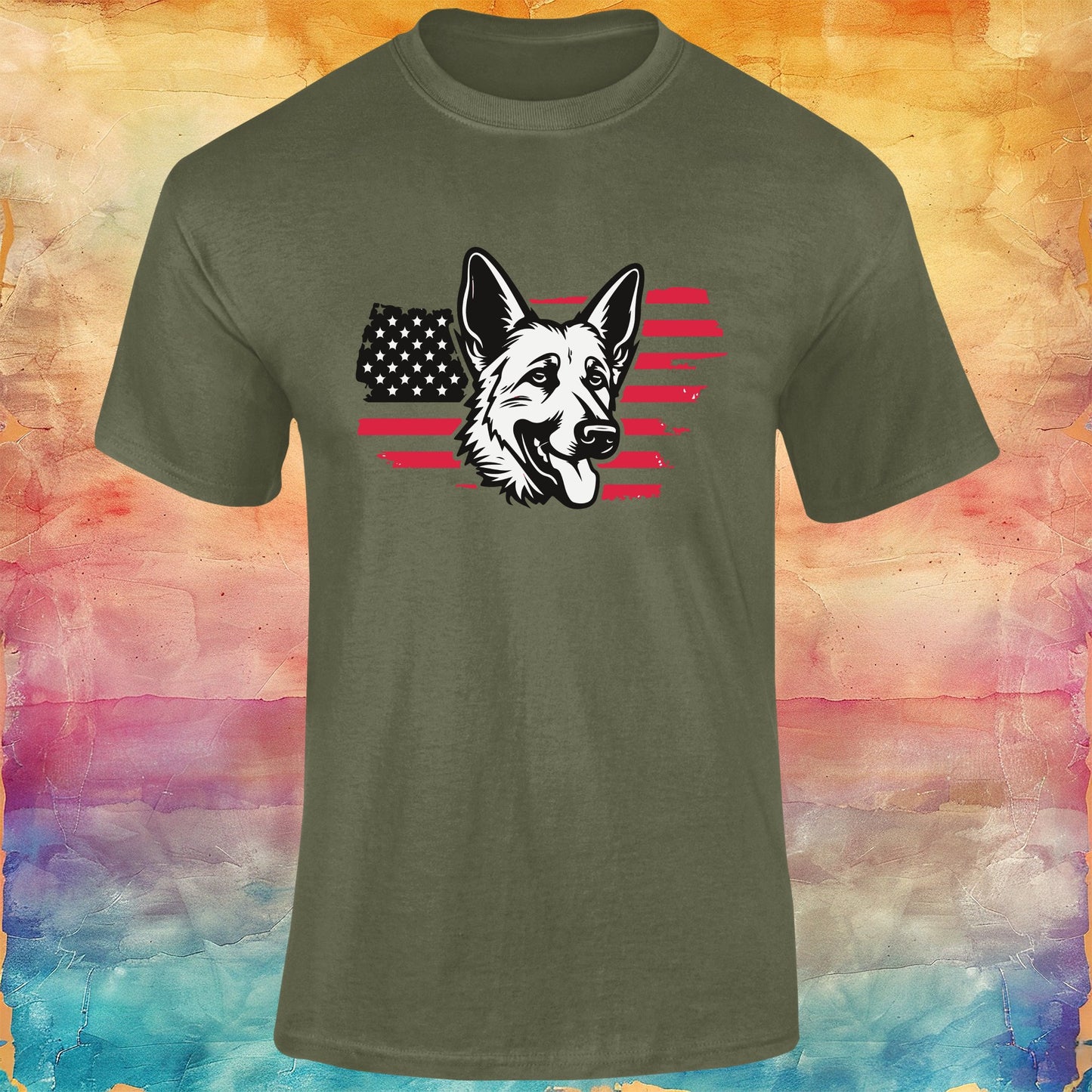 Patriotic German Shepherd Unisex Softstyle Tee