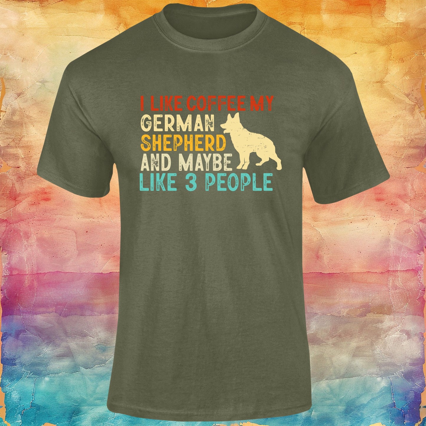 I Like Coffee, My German Shepherd and Maybe 3 People Unisex Softstyle Tee
