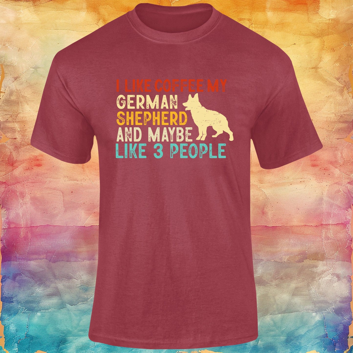 I Like Coffee, My German Shepherd and Maybe 3 People Unisex Softstyle Tee