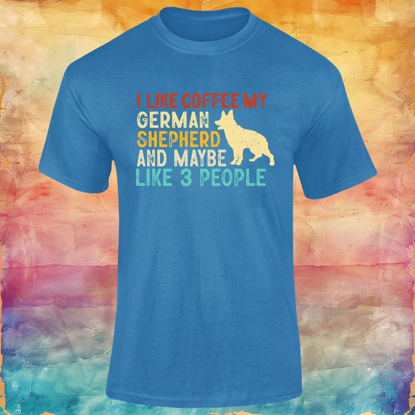 I Like Coffee, My German Shepherd and Maybe 3 People Unisex Softstyle Tee