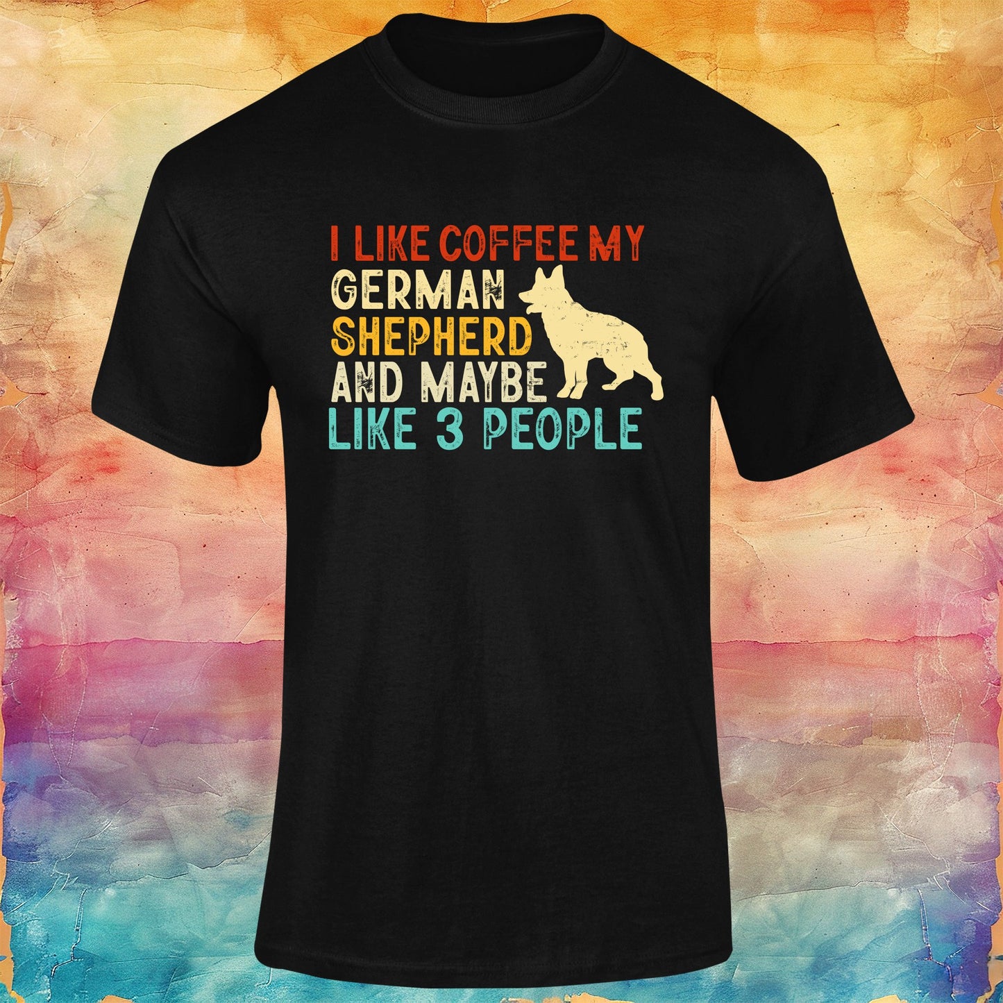 I Like Coffee, My German Shepherd and Maybe 3 People Unisex Softstyle Tee