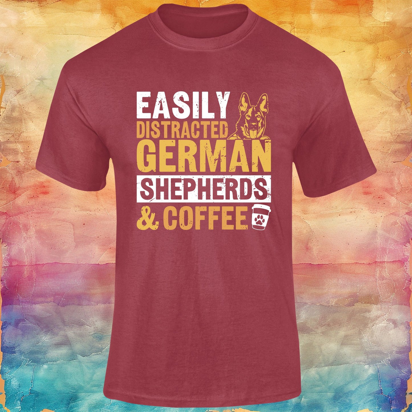 Easily Distracted by German Shepherds and Coffee Unisex Softstyle Tee