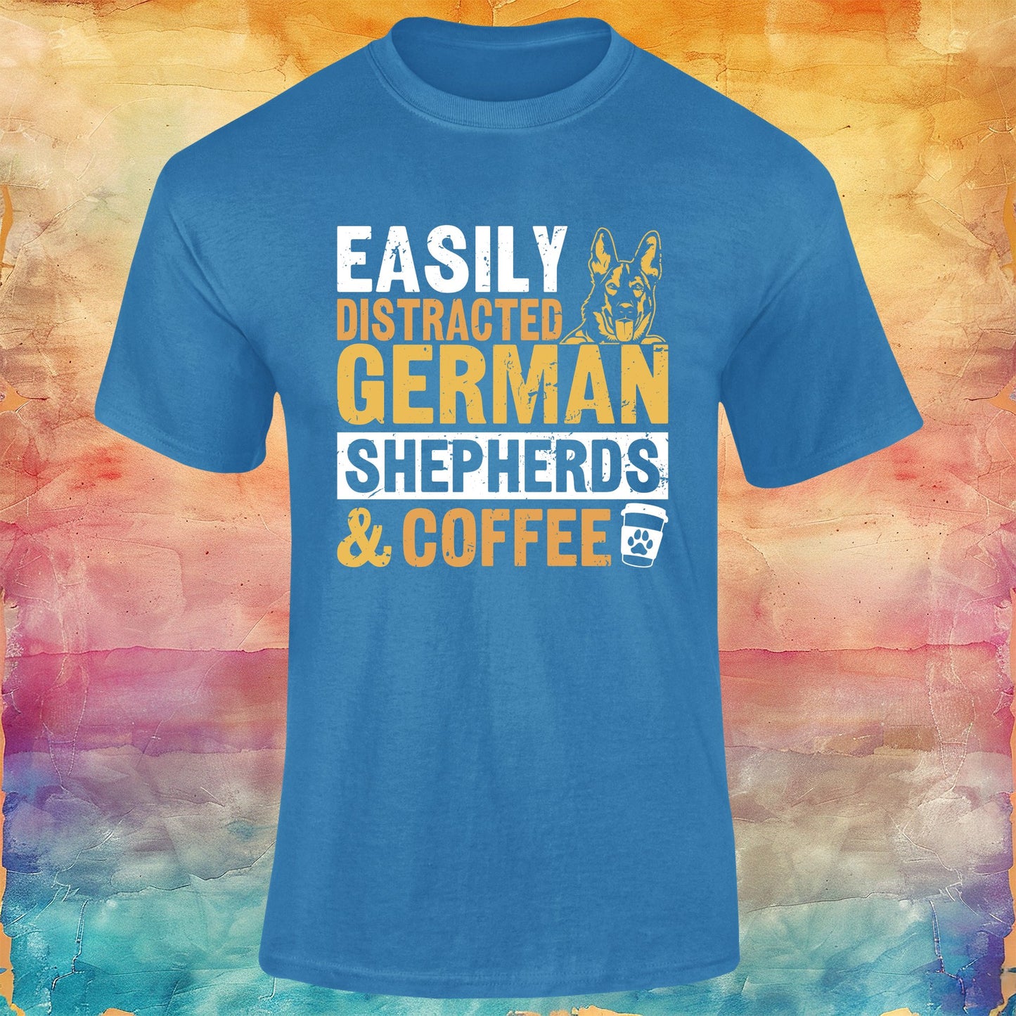 Easily Distracted by German Shepherds and Coffee Unisex Softstyle Tee