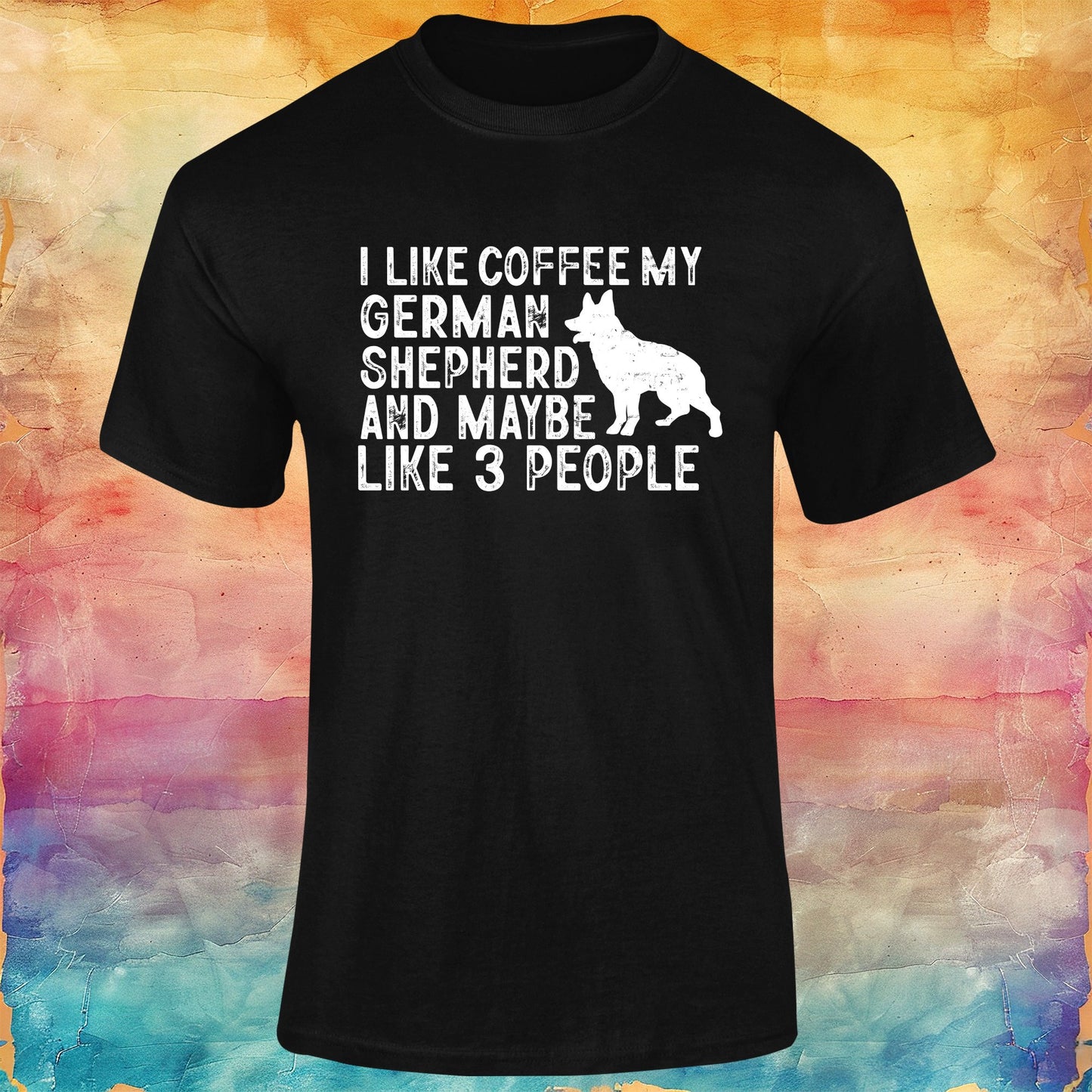 I Like Coffee, My German Shepherd and Maybe 3 People Unisex Softstyle Tee