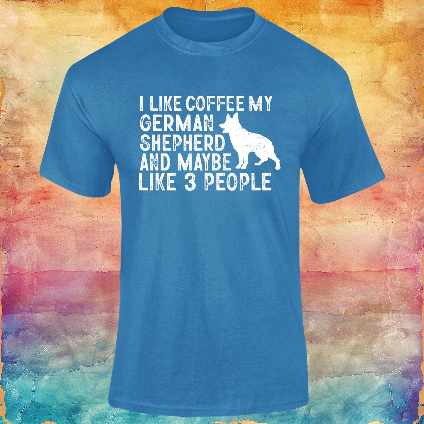 I Like Coffee, My German Shepherd and Maybe 3 People Unisex Softstyle Tee