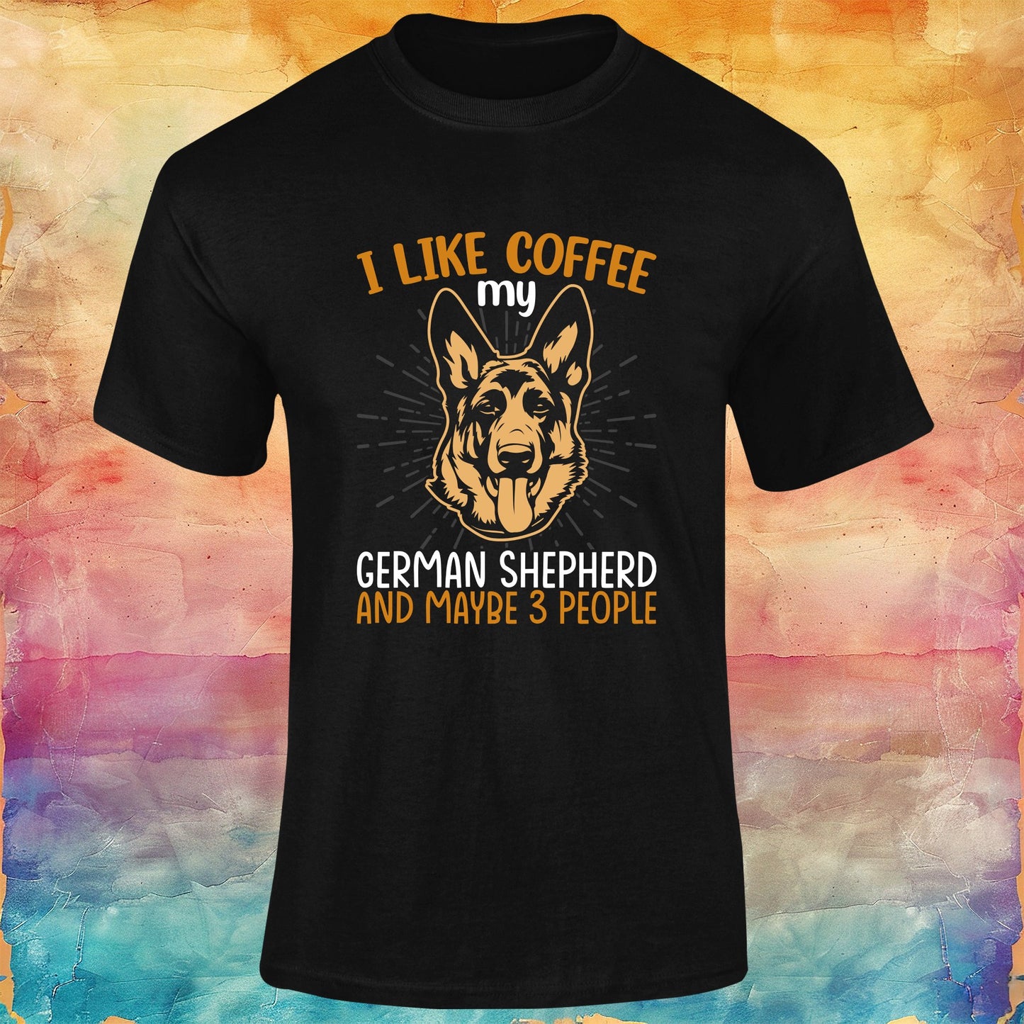 I Like Coffee My German Shepherd and Maybe Three People Unisex Softstyle Tee