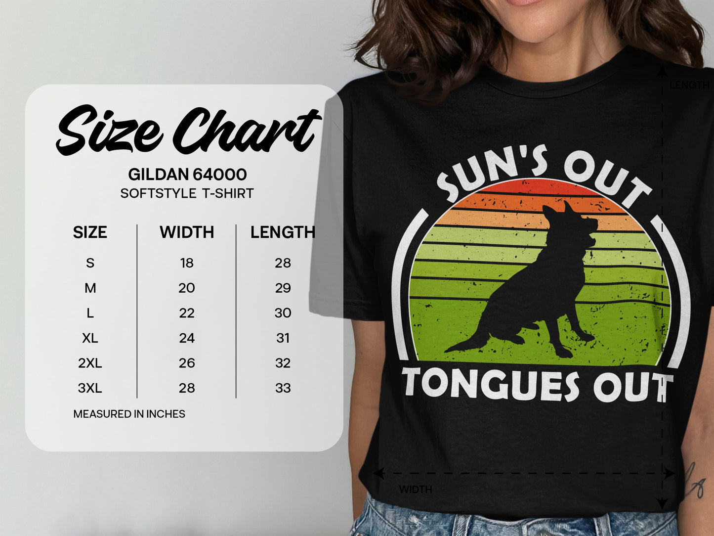 German Shepherd Suns Out, Tongues Out Unisex Softstyle Tee