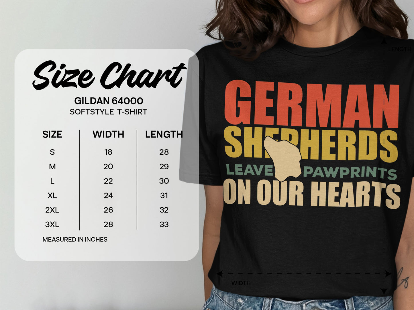 German Shepherds Leave Pawprints on Our Hearts Unisex Softstyle Tee