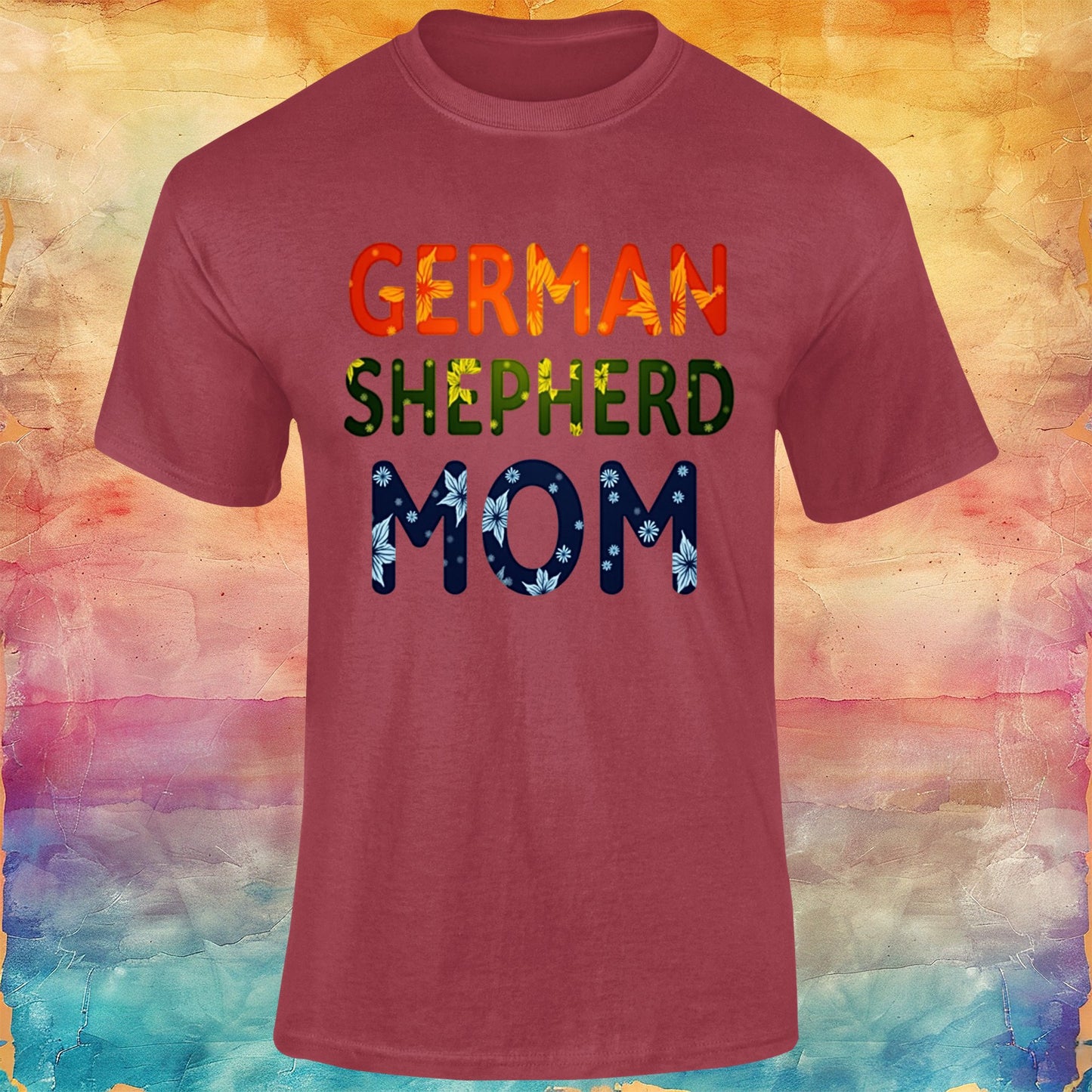Floral German Shepherd Mom Unisex Softstyle Tee