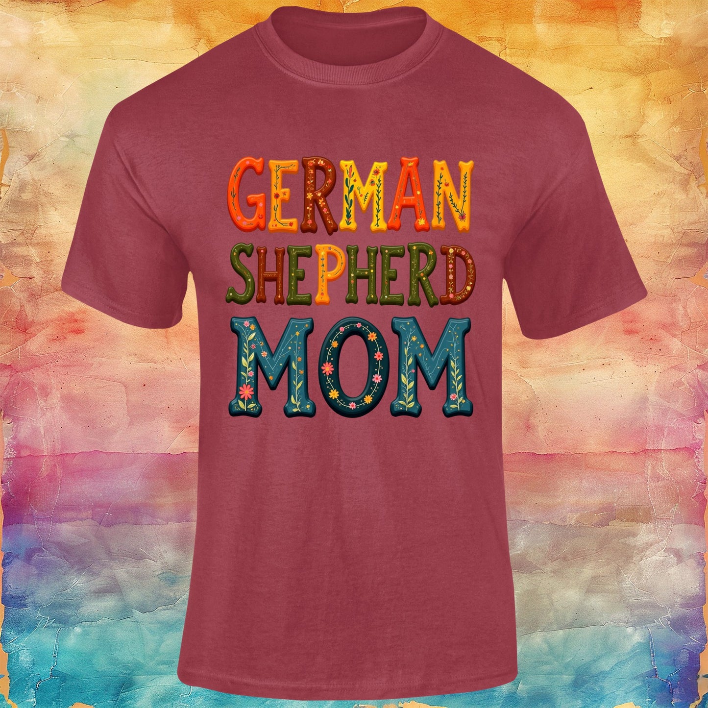 Vibrant German Shepherd Mom Unisex Softstyle Tee