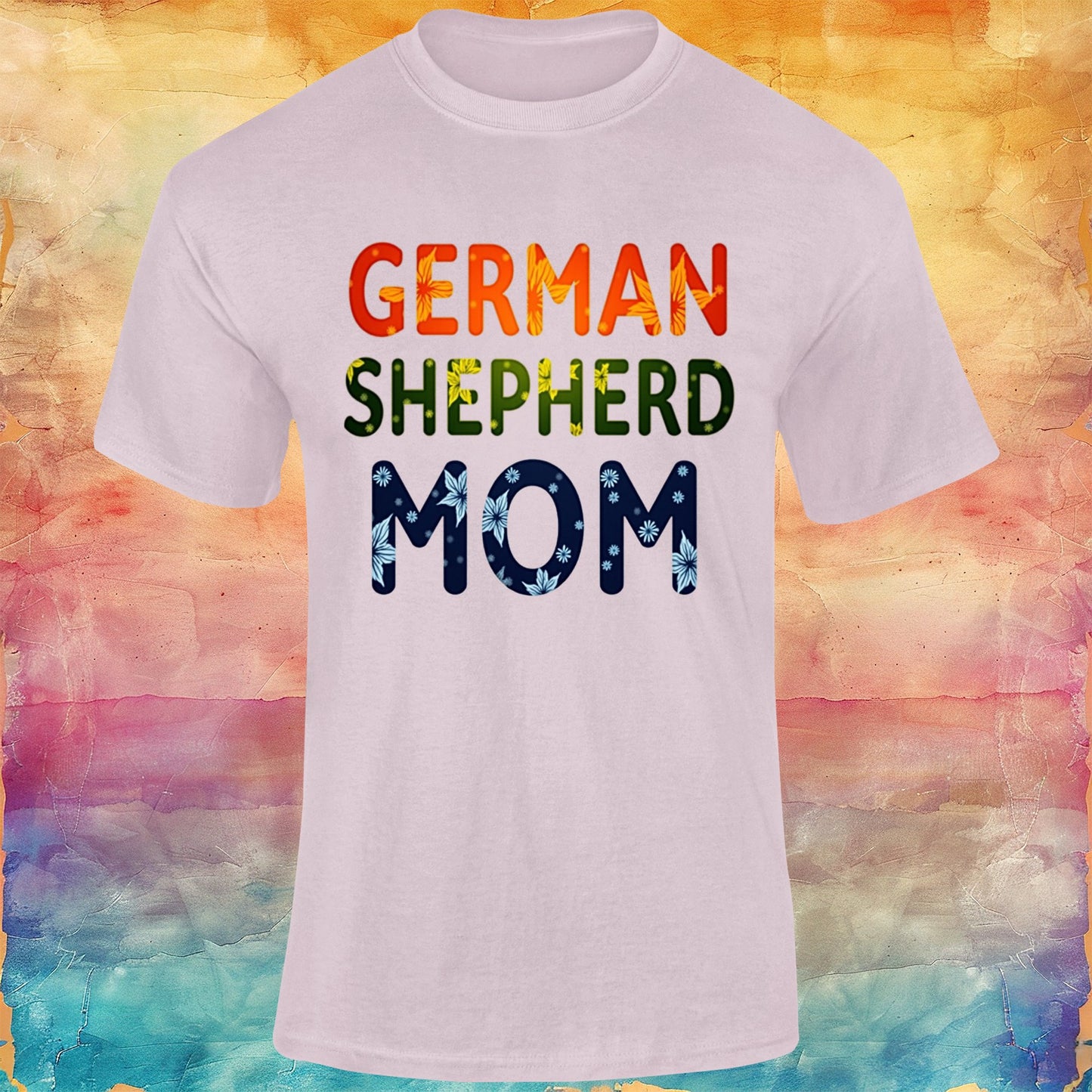 Floral German Shepherd Mom Unisex Softstyle Tee