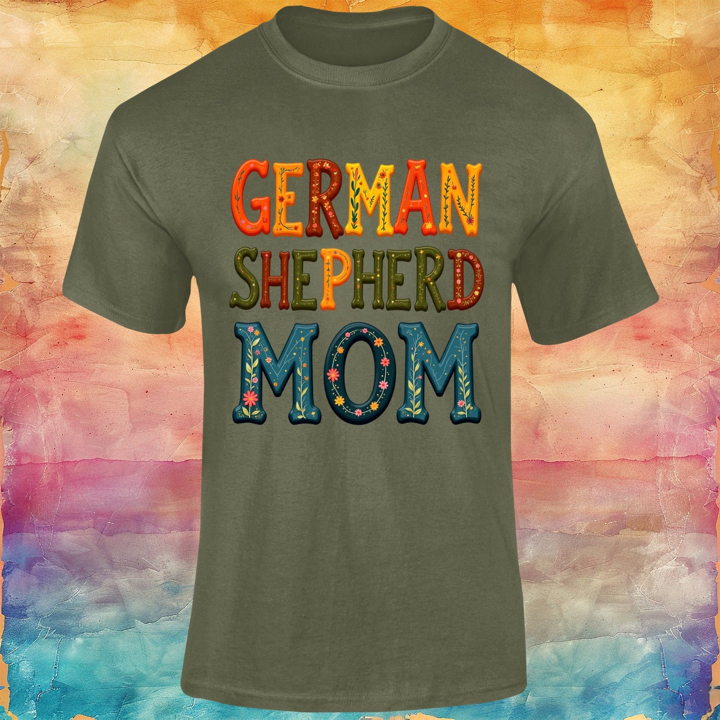 Vibrant German Shepherd Mom Unisex Softstyle Tee