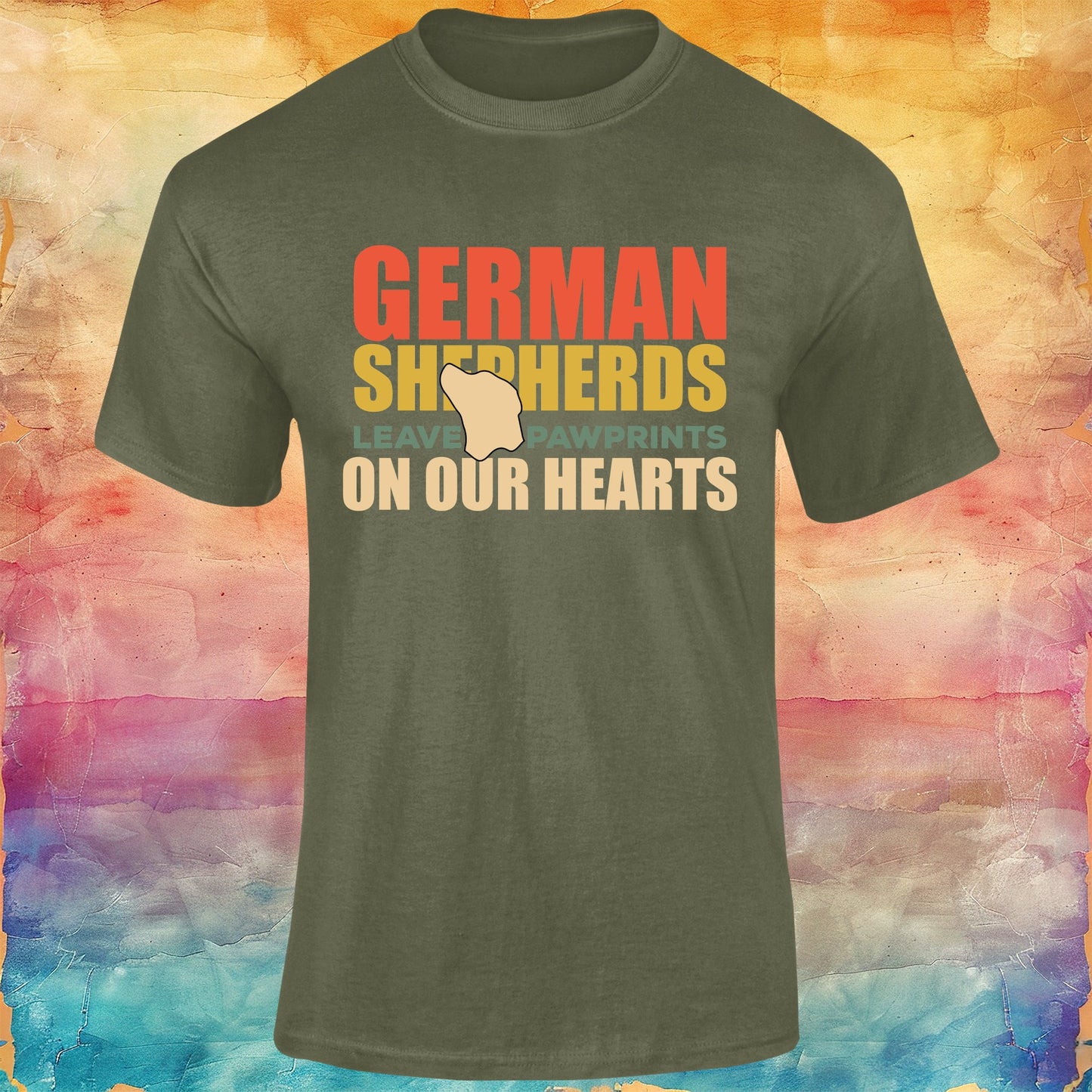German Shepherds Leave Pawprints on Our Hearts Unisex Softstyle Tee