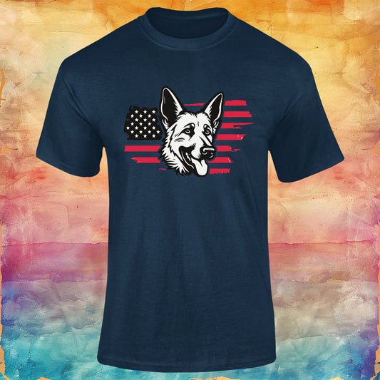 Patriotic German Shepherd Unisex Softstyle Tee