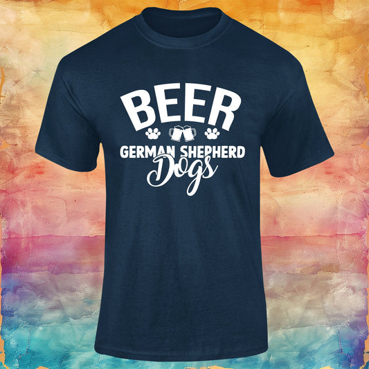 Beer and German Shepherd Dogs Unisex Softstyle Tee