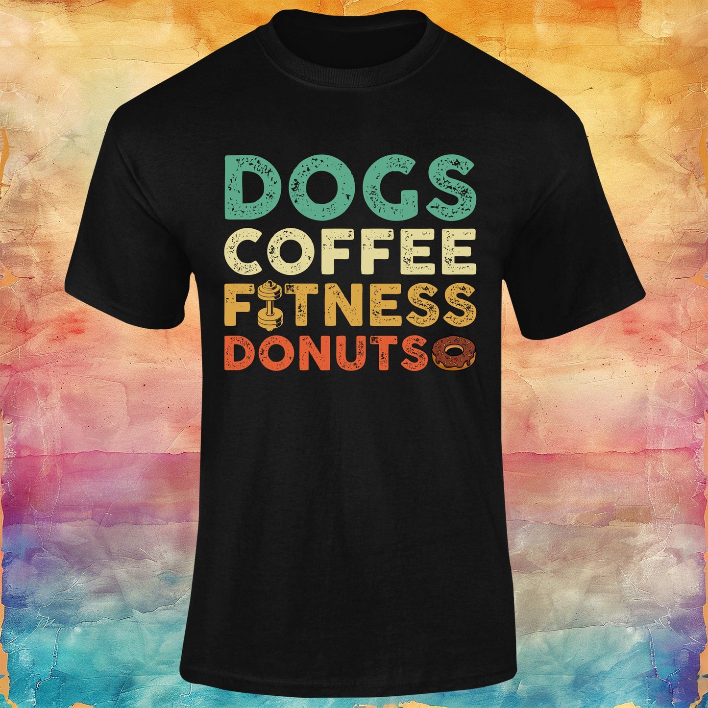 Dogs, Coffee, Fitness, Donuts Unisex Softstyle Tee