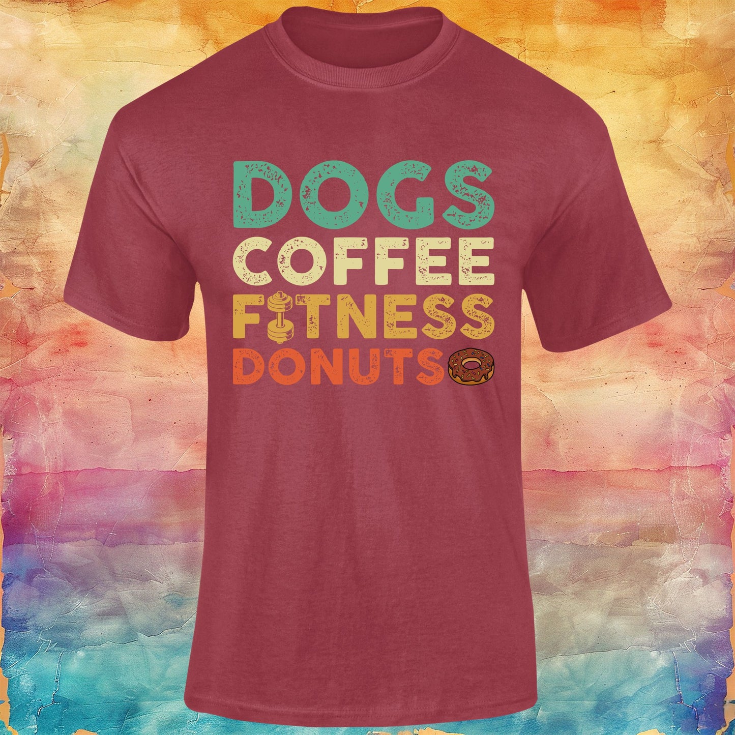 Dogs, Coffee, Fitness, Donuts Unisex Softstyle Tee