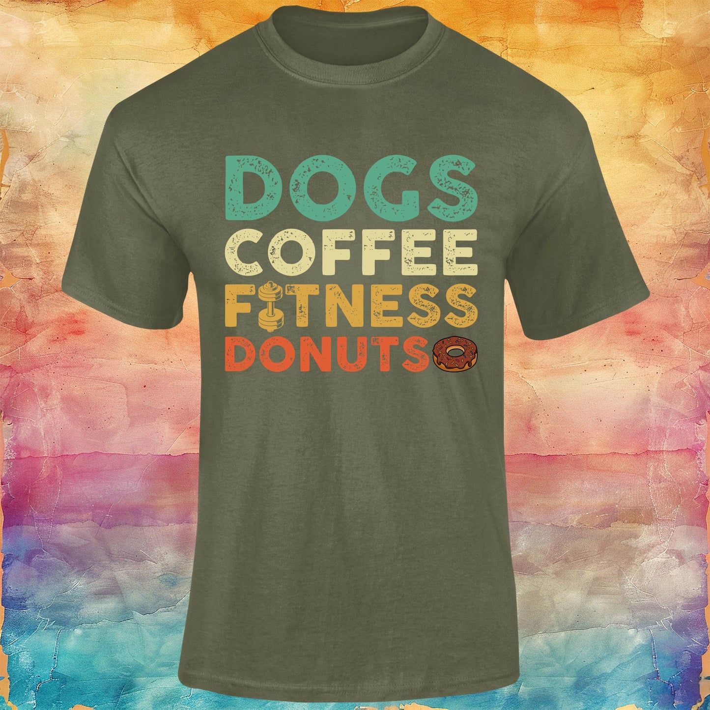 Dogs, Coffee, Fitness, Donuts Unisex Softstyle Tee