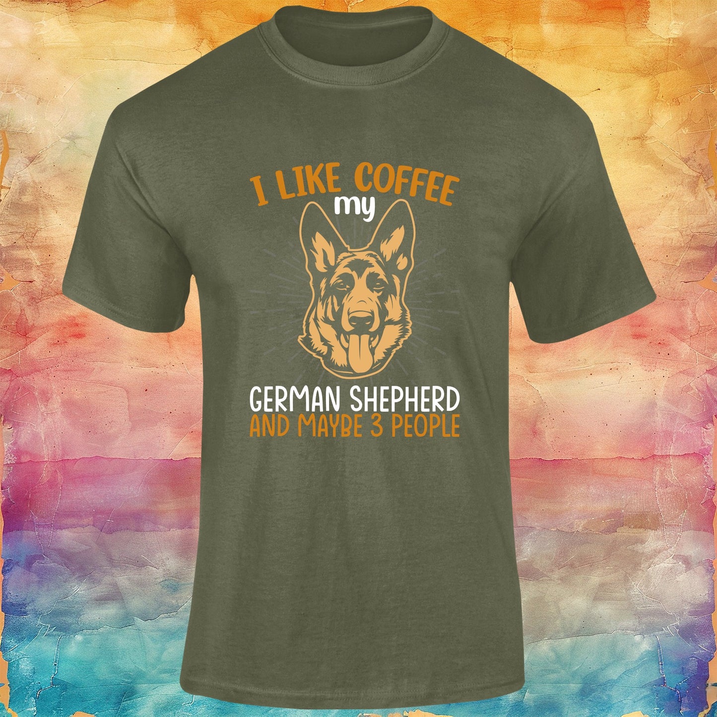 I Like Coffee My German Shepherd and Maybe Three People Unisex Softstyle Tee