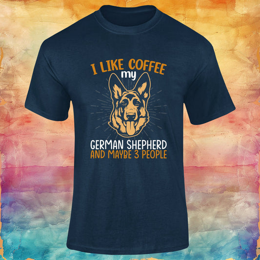 I Like Coffee My German Shepherd and Maybe Three People Unisex Softstyle Tee