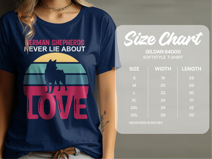 German Shepherds Never Lie About Love Unisex Softstyle Tee