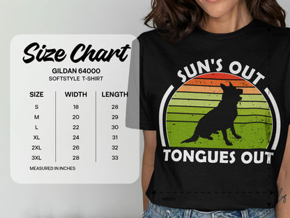 German Shepherd Suns Out, Tongues Out Unisex Softstyle Tee