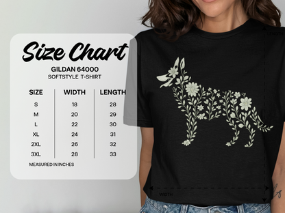 Floral German Shepherd Silhouette Softstyle Tee