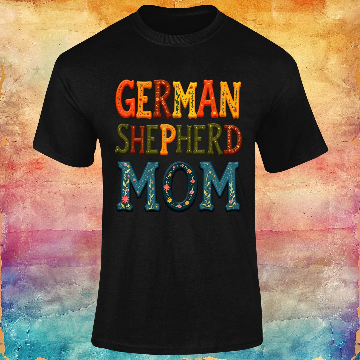 Vibrant German Shepherd Mom Unisex Softstyle Tee