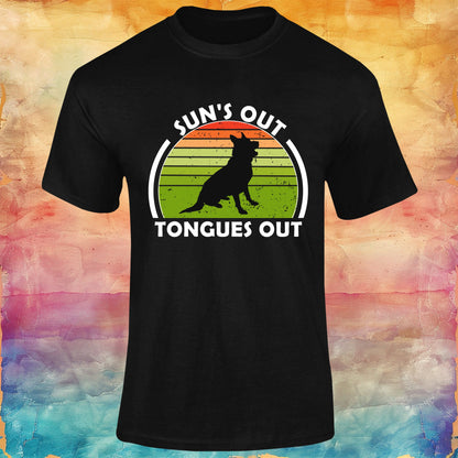 German Shepherd Suns Out, Tongues Out Unisex Softstyle Tee