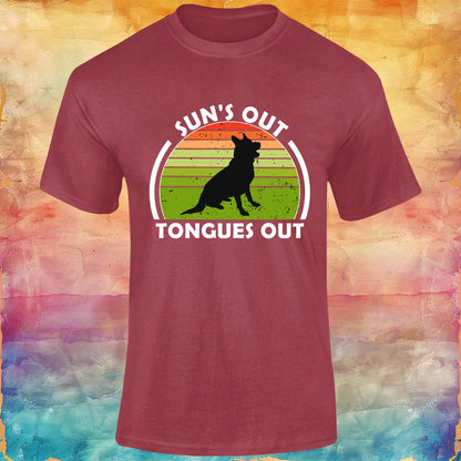 German Shepherd Suns Out, Tongues Out Unisex Softstyle Tee