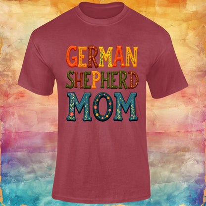 Vibrant German Shepherd Mom Unisex Softstyle Tee