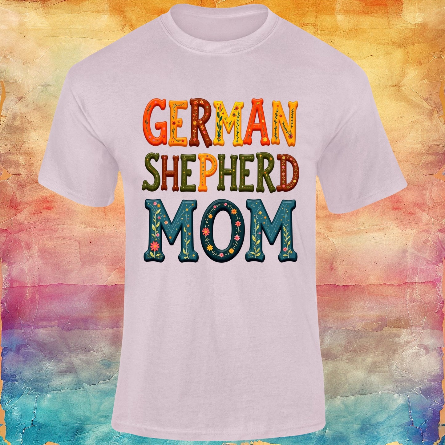 Vibrant German Shepherd Mom Unisex Softstyle Tee