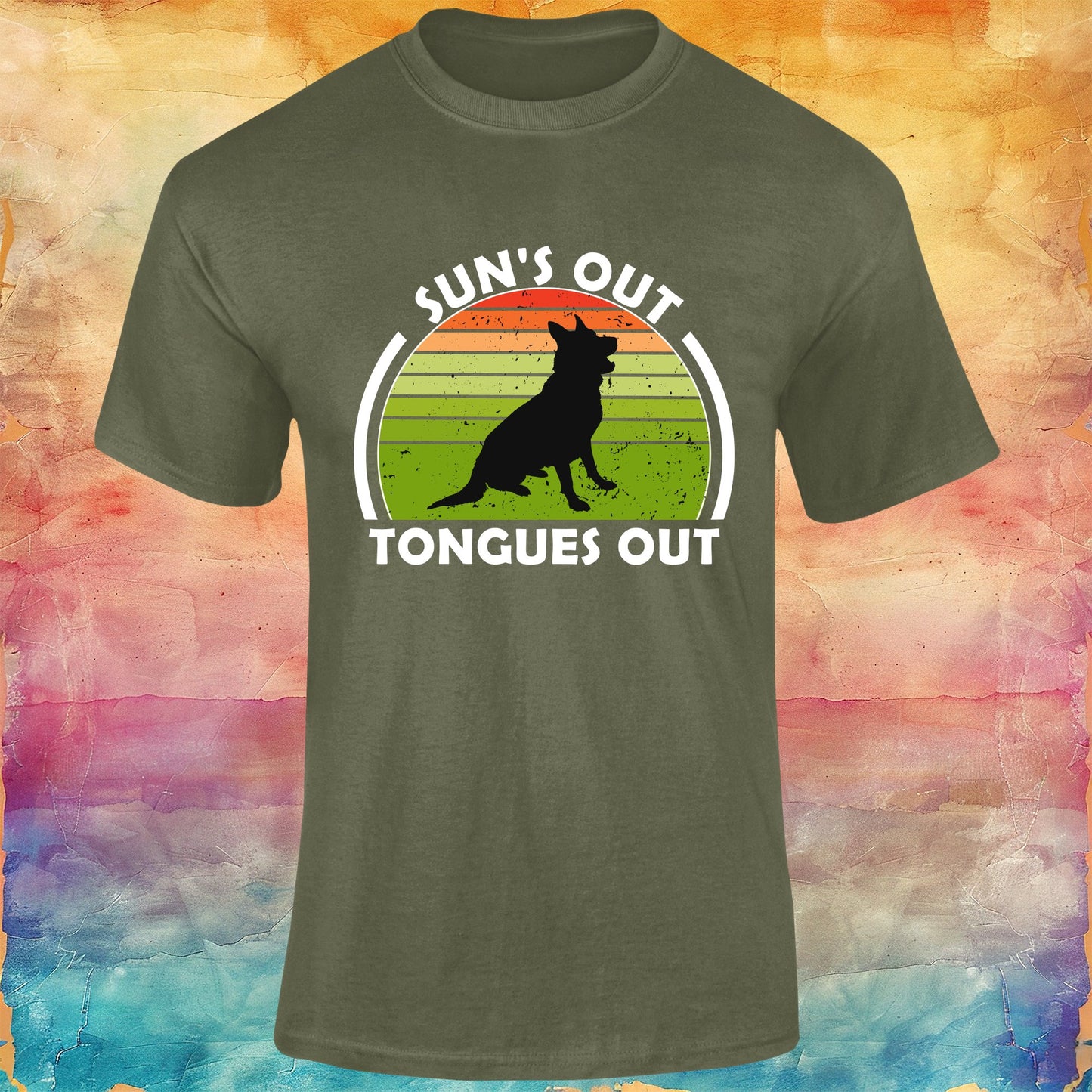 German Shepherd Suns Out, Tongues Out Unisex Softstyle Tee