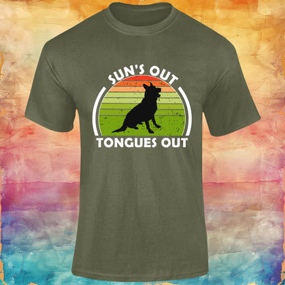 German Shepherd Suns Out, Tongues Out Unisex Softstyle Tee