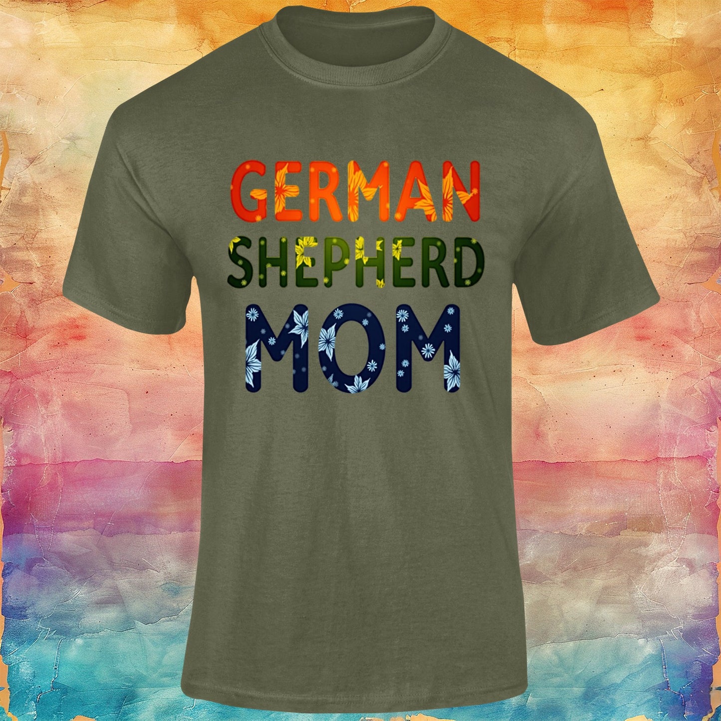 Floral German Shepherd Mom Unisex Softstyle Tee