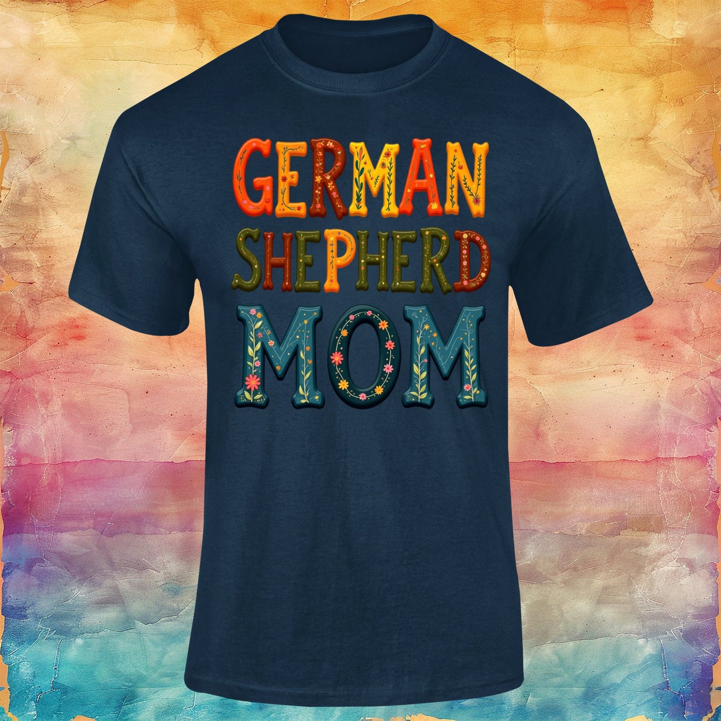Vibrant German Shepherd Mom Unisex Softstyle Tee