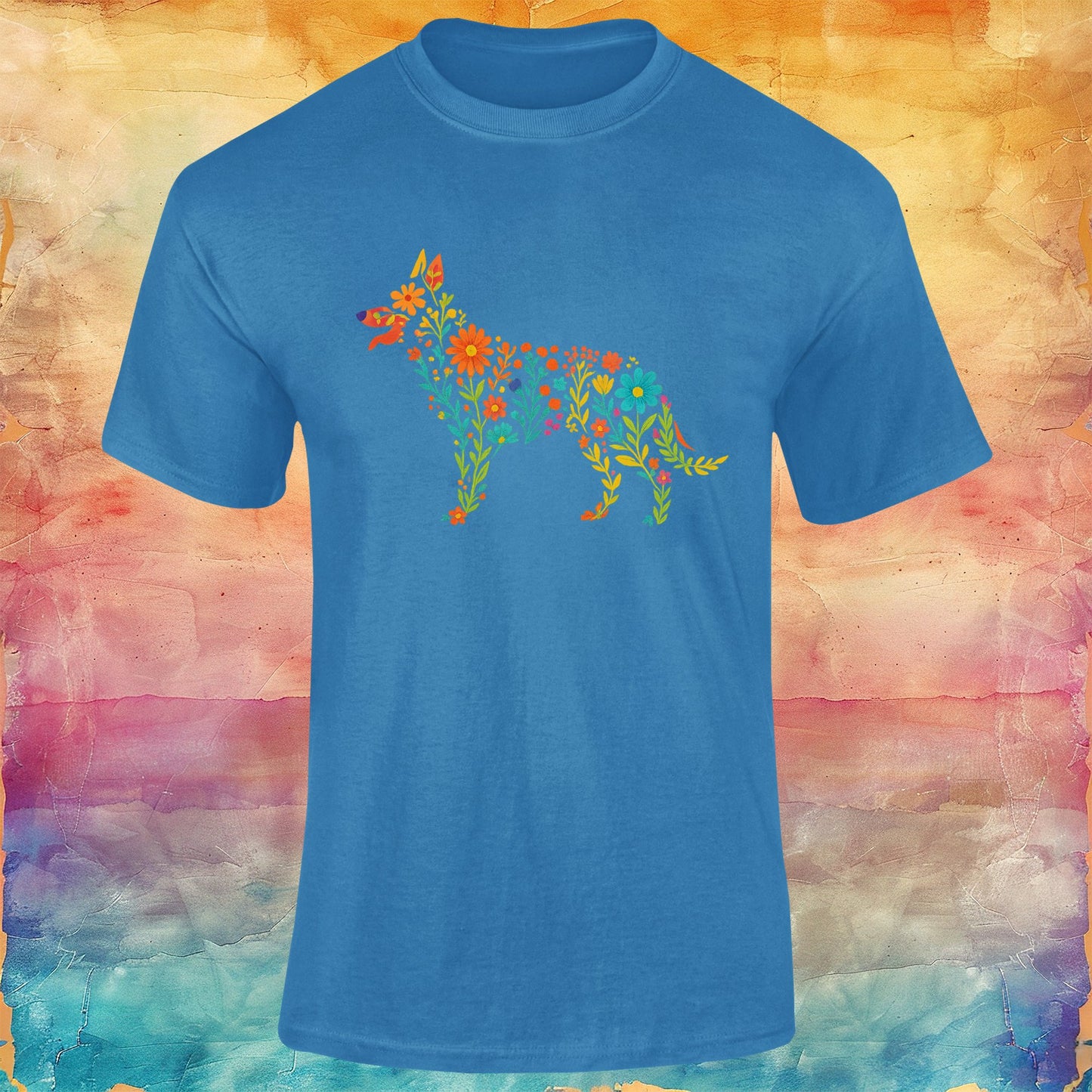 Floral German Shepherd Silhouette Softstyle Tee