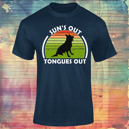 German Shepherd Suns Out, Tongues Out Unisex Softstyle Tee