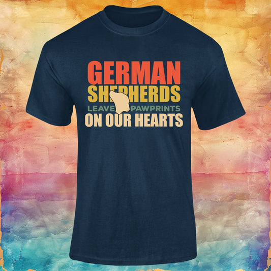 German Shepherds Leave Pawprints on Our Hearts Unisex Softstyle Tee