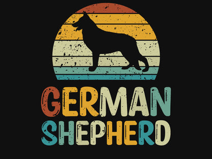 German Shepherd Retro Sunset Unisex Softstyle Tee