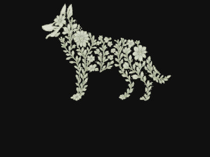 Floral German Shepherd Silhouette Softstyle Tee