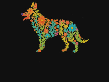 Floral German Shepherd Silhouette Softstyle Tee